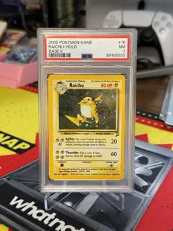 PSA 7 Near Mint Raichu HOLO Pokemon Base Set 2 II WOTC 2000 - Image 1