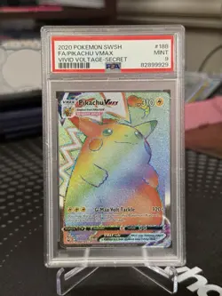 POKEMON 2020 SWORD SHIELD FULL ART PIKACHU VMAX VIVID VOLTAGE SECRET #188 PSA 9 - Image 1