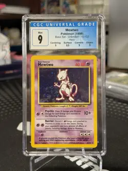 Pokemon Mewtwo Base Set Unlimited Holo Rare #10 CGC 9 Mint - Image 1