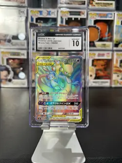 2019 POKEMON JAPANESE MIRACLE TWINS MEWTWO & MEW GX RAINBOW CGC 10 #108/094 - Image 1