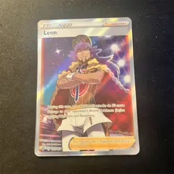Pokemon Leon 182/185 Swsh04 Vivid Voltage Ultra Rare Full Art Holo Trainer - Image 1