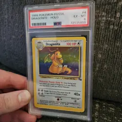 PSA 6 1999 POKEMON FOSSIL DRAGONITE HOLO #4 - Image 1