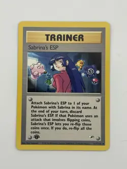 1st Edition Sabrina's ESP Gym Heroes 117/132 - Vintage Pokemon TCG NM - Image 1