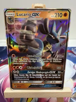 Lucario GX SM100 – Deutsch – Pokemon GX Promo – Played - Image 1