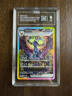 2025 Pokemon Prismatic Evolutions 161/131 Umbreon ex SIR TAG 9 MINT - Image 5