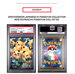 2016 POKEMON JPN XY POKEKYUN COLL 1ST ED #010 FULL ART/PIKACHU PSA 10 - Image 3