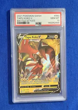 2021 Pokemon SWSH Tapu Koko V Battle Styles 050/163 PSA 10 GEM MINT - Image 1