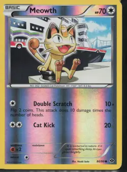 Meowth 080/099 Holo Promo Mirror Cards & Products Pokemon Reverse Holo NM - Image 1