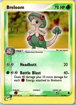 Pokemon Card - Breloom 16/109 Ruby & Sapphire 2003 Rare Reverse Holo HP - Image 1