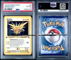 Nintendo 1999 Pokemon Fossil Zapdos Holo 1st Edition 15/62 PSA 6 - Image 1
