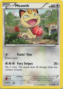 Meowth 67/108 Common Roaring Skies Pokemon Near Mint - Image 1