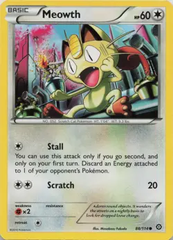 Meowth 88/114 Common Steam Siege Pokemon Near Mint - Image 1