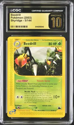 2003 Skyridge Beedrill 5/144 CGC PRISTINE 10 POP 3 Pokemon - Image 1