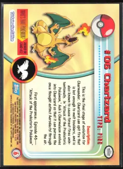 Charizard 1999 Topps PokA©mon TV Animation Edition Pokemon ##06 - Image 2