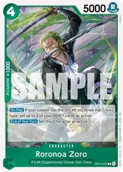 Roronoa Zoro OP13-037 Rare One Piece Card - NM - Image 1