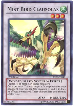 Yu-Gi-Oh Card - JOTL-EN043 - MIST BIRD CLAUSOLAS (super rare holo) - NM/Mint - Image 1