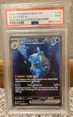 PSA 9 Blastoise ex 200/165 SIR Special Illustration Rare MEW EN Pokemon Card 151 - Image 1