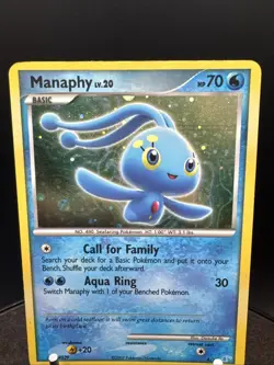 Pokemon Manaphy Lv. 20 4/12 Trainer Kit Holo Rare Card Double Swirl - Image 2