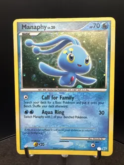 Pokemon Manaphy Lv. 20 4/12 Trainer Kit Holo Rare Card Double Swirl - Image 3