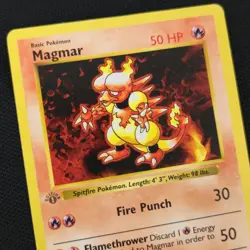 GRAY STAMP 1st Edition Shadowless Magmar 36/102 Uncommon Nintendo Pokemon Card - Image 1