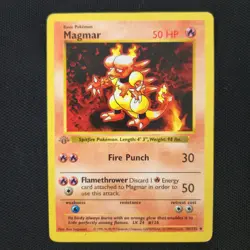 GRAY STAMP 1st Edition Shadowless Magmar 36/102 Uncommon Nintendo Pokemon Card - Image 2
