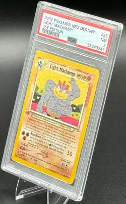 2002 Pokemon Neo Destiny Light Machamp 1st Edition #25 PSA 7 NM Rare WOTC - Image 2