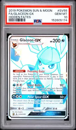 Pokemon TCG Full Art Ultra Rare Glaceon GX Hidden Fates Holo SV55/SV94 PSA 10 ✨ - Image 3