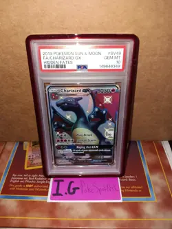 Pokemon 2019 Hidden Fates Charizard Gx SV49 PSA 10 Gem Mint With Graded Guard - Image 1