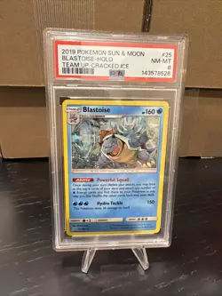 Pokemon Blastoise Team Up Cracked Ice Holo Rare #25 PSA 8 - Image 1