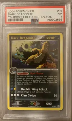 2004 Dark Dragonite Reverse Foil Pokemon Ex Team Rocket Returns Stamped PSA 7 - Image 1