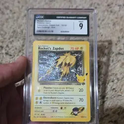 CGC 9 MINT Rocket's Zapdos 15/132 Celebrations Classic Collection Pokemon 2021 - Image 1