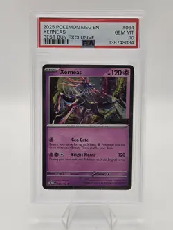 2025 XERNEAS 064 MEGA EVOLUTION STAMPED BEST BUY EXCLUSIVE POKEMON PROMO PSA 10 - Image 3