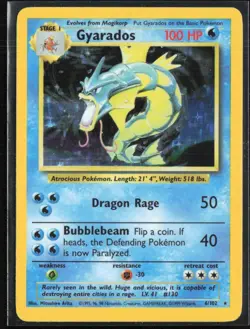 Gyarados Holo 1999 Classic - Base Set Pokemon #6/102 Stage 1/Rare Holo - Image 1