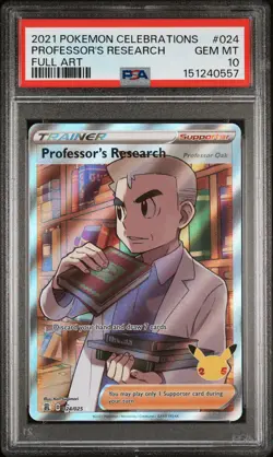 2021 Pokemon SWSH Celebrations #024 Professor's Research Full Art PSA 10 - 0557 - Image 1