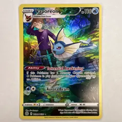 Pokemon Vaporeon Brilliant Stars TG02/30 Ultra Rare Holo HP110 Aurora Beam - Image 1