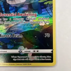 Pokemon Vaporeon Brilliant Stars TG02/30 Ultra Rare Holo HP110 Aurora Beam - Image 3