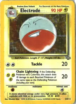 Electrode 2/64 Holo Rare Jungle Pokemon Unlimited Holo Damaged - Image 1
