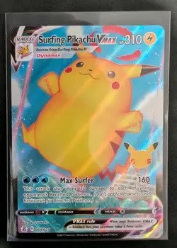 Pokemon Pikachu TCG Surfing VMAX Celebrations Holo Ultra Rare Card 009/025 - Image 1