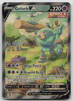 Pokemon TCG Golurk V Alternate Art 182/203 Evolving Skies LP - Image 1