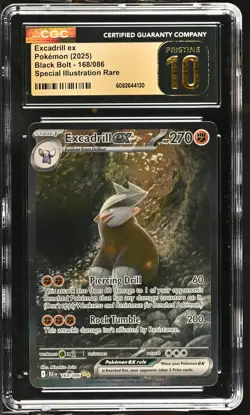 Pokemon GRADED Excadrill ex 168/086 Black Bolt SIR PRISTINE 10 CGC ENGLISH - Image 1