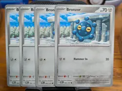 Pokemon TCG Prismatic Evolutions Bronzor 066/131 x4 Playset - Image 1