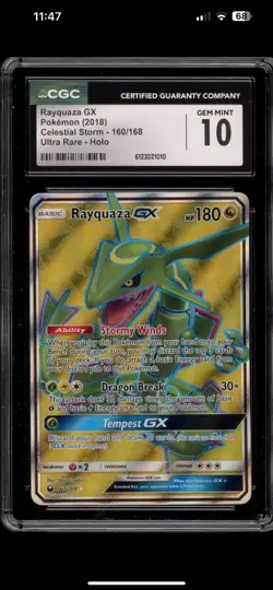 Pokemon Rayquaza GX Celestial Storm Full Art #160 CGC Gem Mint 10 - Image 1