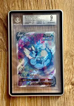 Beckett BGS 9 Pokemon Vaporeon V SWSH181 Black Star Promo Holo ENG UV-protected - Image 1