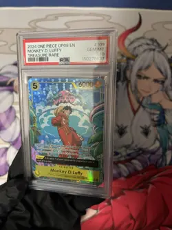 2024 One Piece OP08 EN Treasure Rare #109 Monkey D Luffy PSA 10 GEM MINT - Image 2