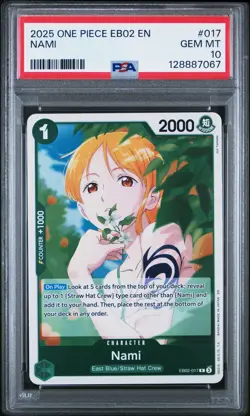 PSA 10 ONE PIECE EXTRA BOOSTER #017 NAMI EB02 017 POP 8 - Image 1