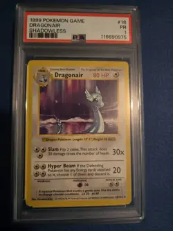 1999 Pokemon Dragonair #18 Shadowless PSA 1 Trading Card - Image 1
