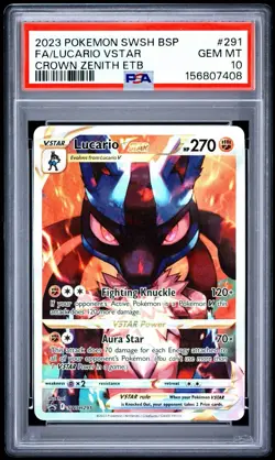 2023 Pokemon Crown Zenith - Lucario VStar Black Star Promo No. 291 PSA 10 - Image 1