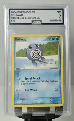 2004 Pokemon EX FireRed & LeafGreen Poliwag #75/112 AGS 7 - Image 1