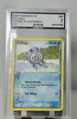 2004 Pokemon EX FireRed & LeafGreen Poliwag #75/112 AGS 7 - Image 3