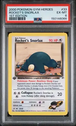 2000 Pokemon Gym Heroes - Rocket's Snorlax 1st Edition 033/132 PSA 6 - Image 1
